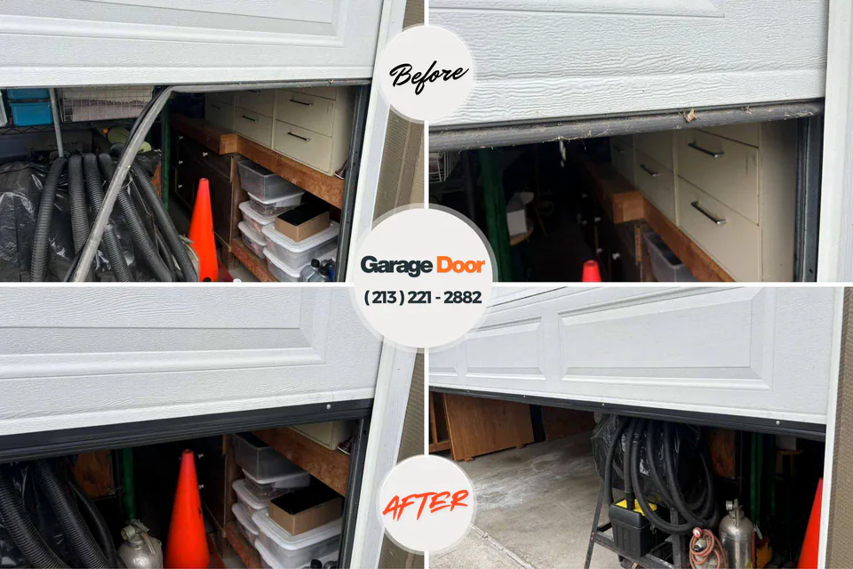 Before and after: garage door repair Little Elm, TX